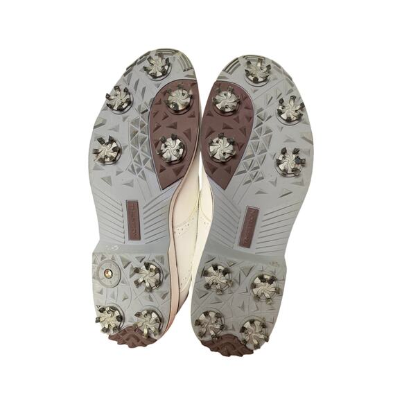 Thestron Mens Size 9 White Faux Leather Lace Up Oxford Golf Course Shoes - Picture 8 of 9